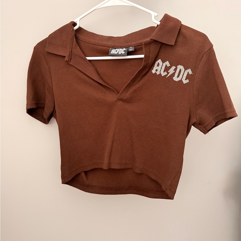 AC/DC Women's Chocolate Brown Crop Top